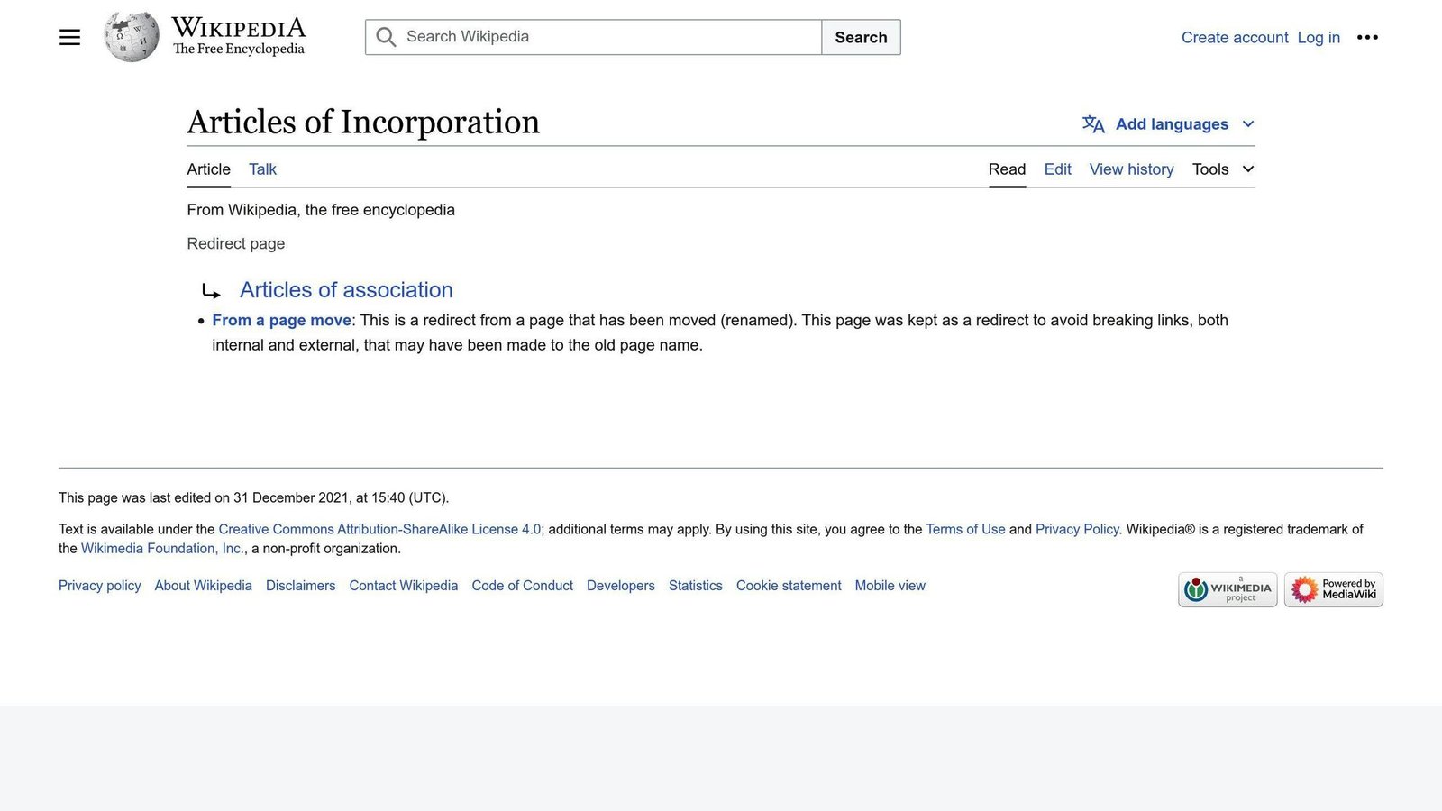 Articles of Incorporation