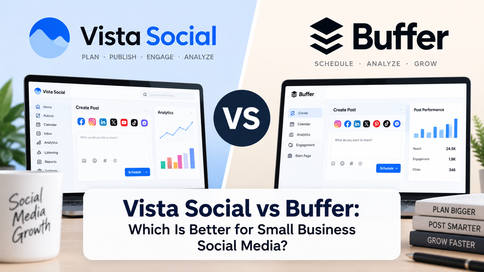 Vista Social vs Buffer: Which Is Better for Small Business Social Media? Vista Social vs Buffer side by side comparison